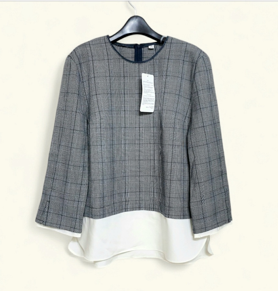 100 새상품 여성 블라우스 티셔츠 스판 체크 여자 77~88긴팔 새제품