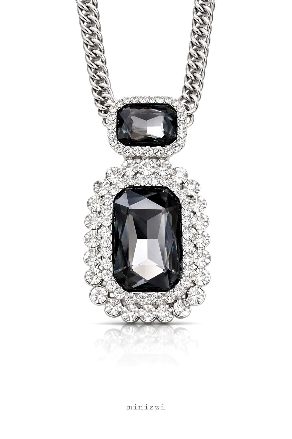 ❤ 페이크 왕 보석 빈티지 블랙 큐빅 체인 볼드 목걸이 ❤