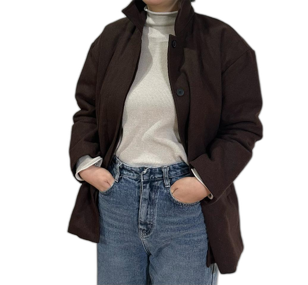 (새상품) 진밤색 누빔 하프 싱글 코트