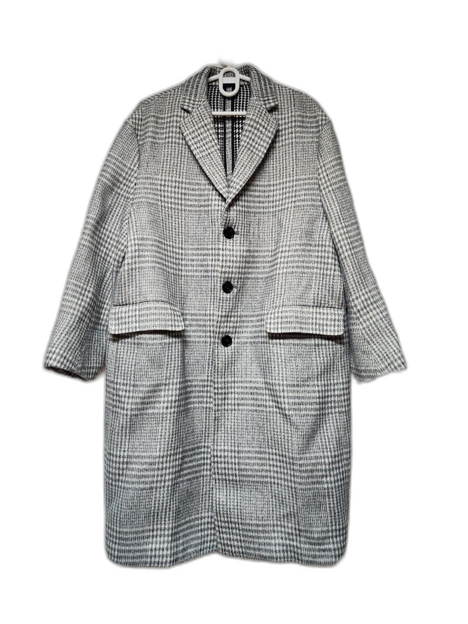 세컨즈 울혼용 체크무늬 하프코트