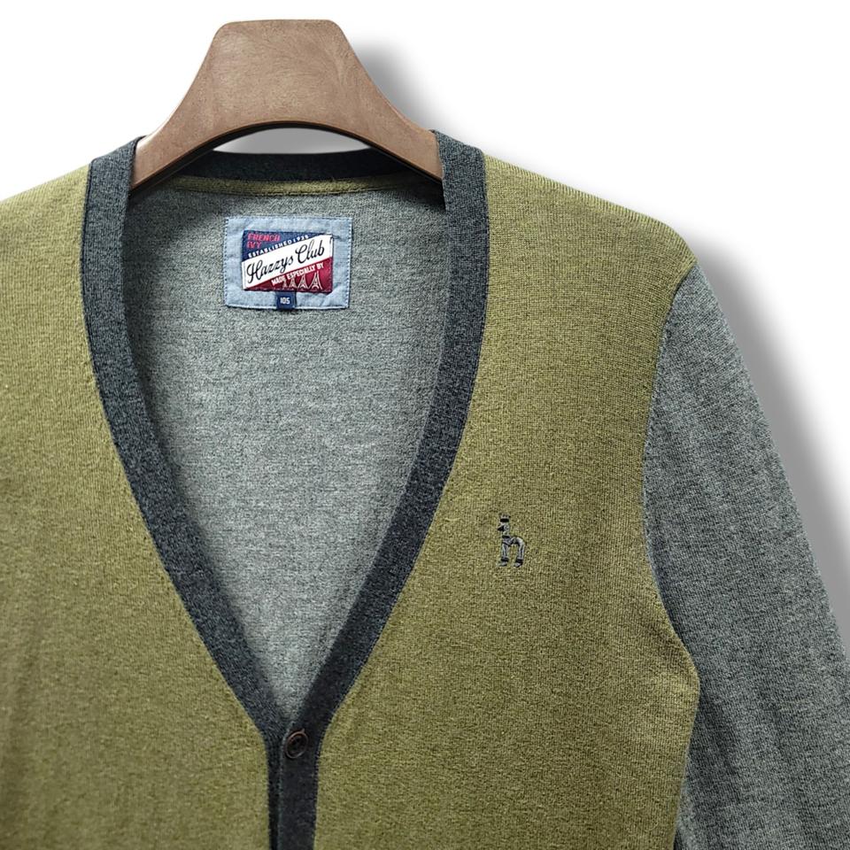 [100] 헤지스 배색 울+모 엘보우패치 가디건