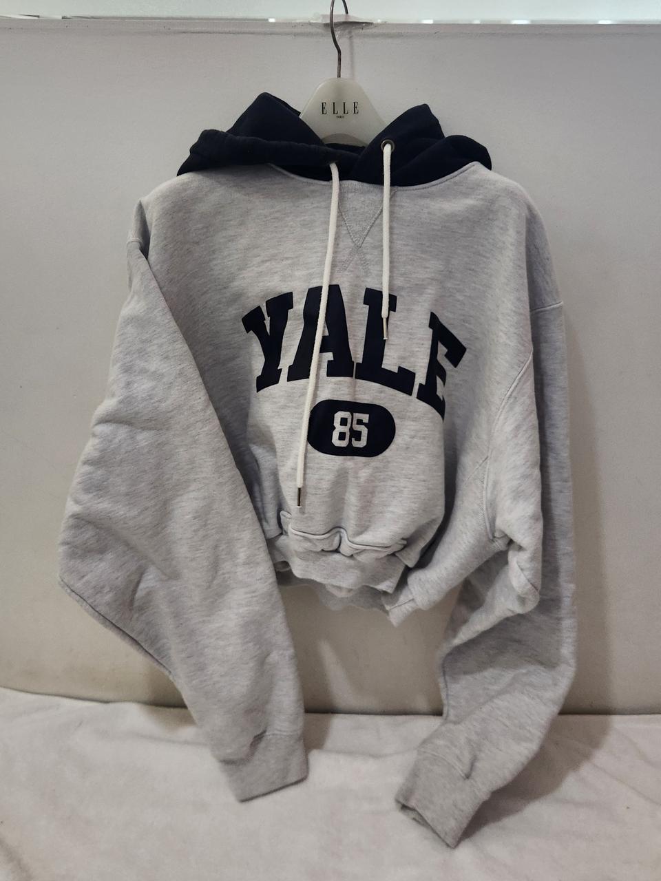 예일 해비웨이트 후드배색 크롭 티셔츠 free