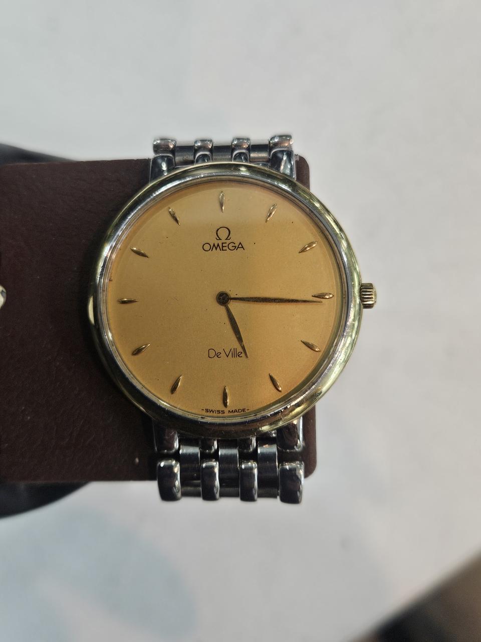 오메가 빈티지 18k콤비 드빌 남성용 쿼츠 시계