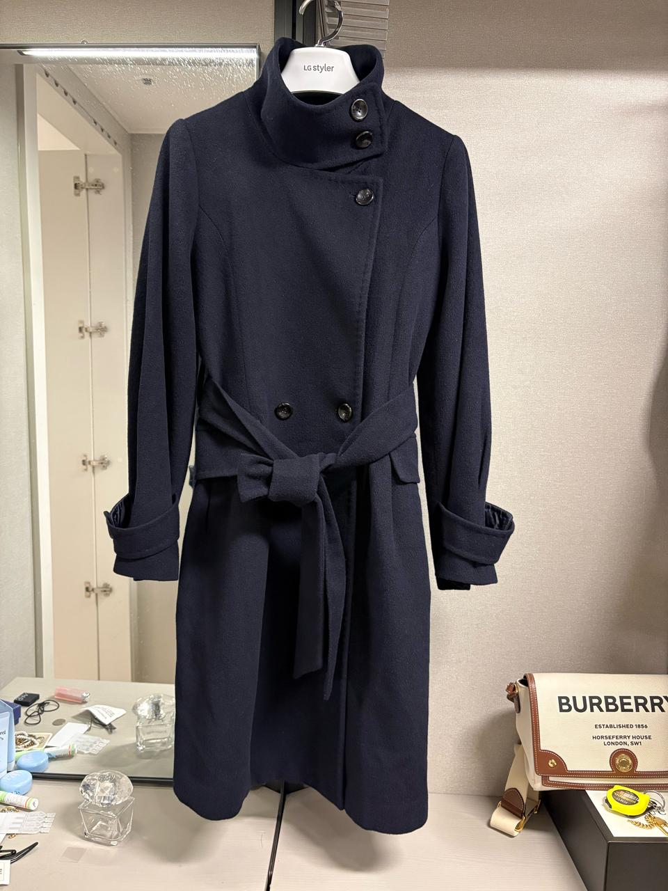 홍성완 네이비 여성 벨트코트