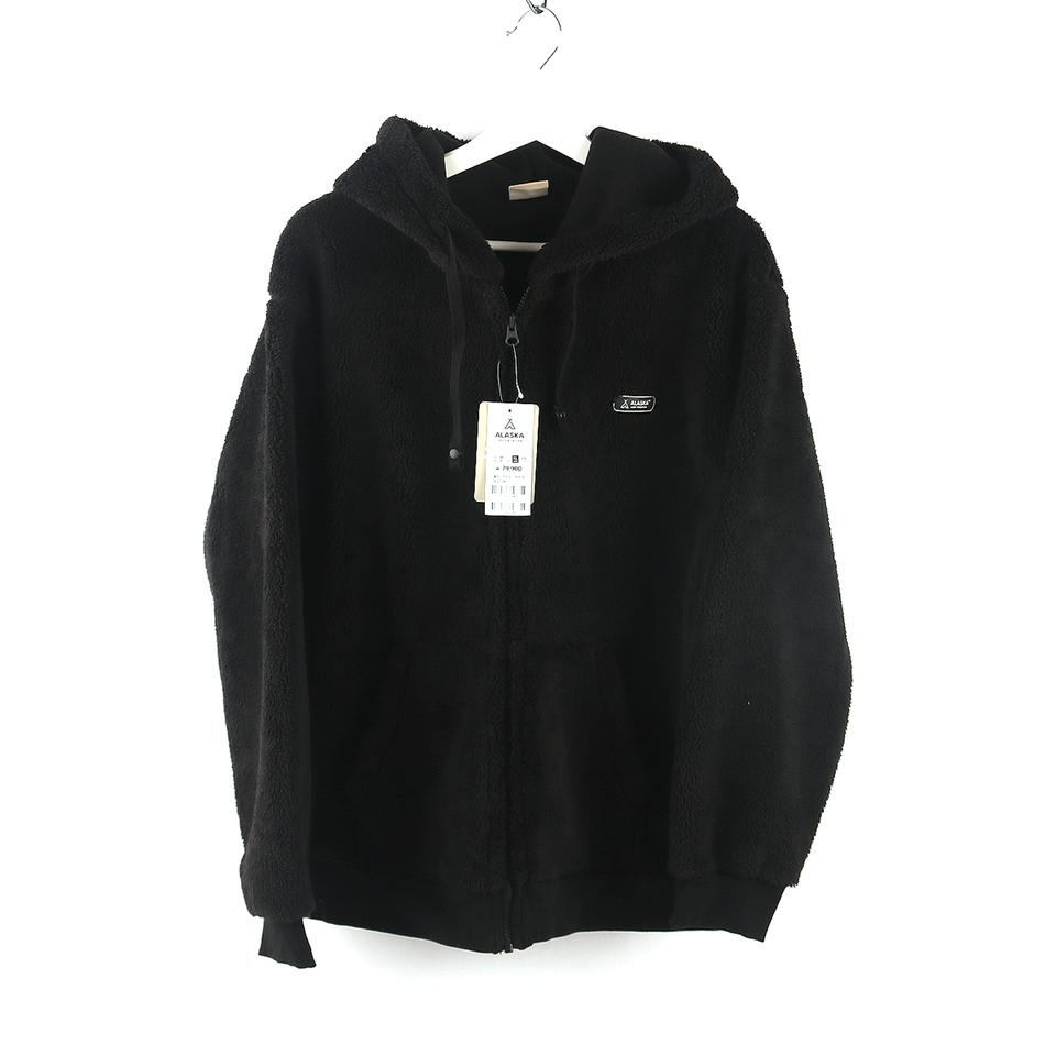 XL / 알라스카 블랙 남성 기모 하이클 후드 짚업 / P023 -119