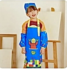 키즈 아동 어린이 초등학생 유치원 유아 미술용 앞치마 세트