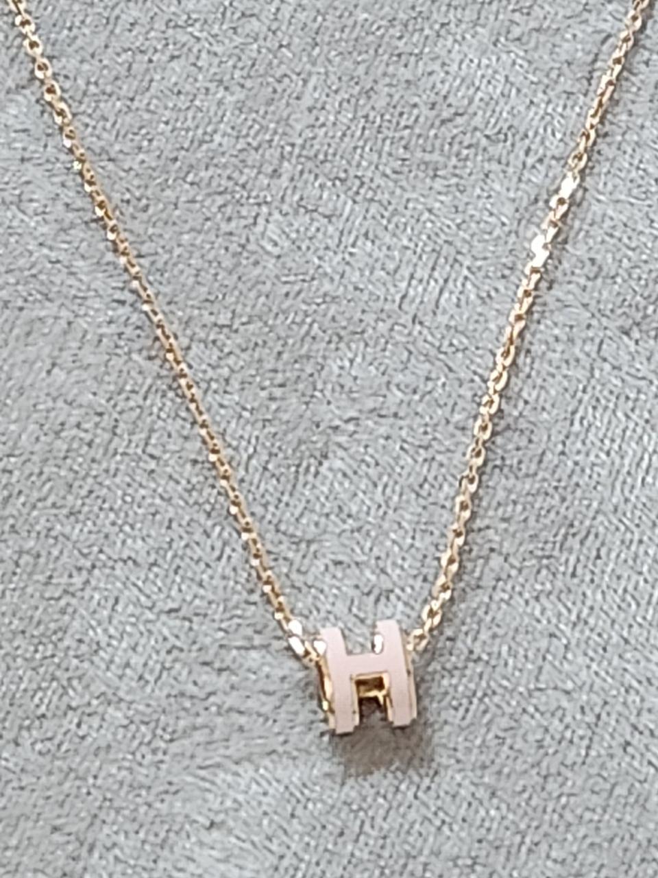 18k로즈골드 에르메스 팝아슈로드라제 목걸이