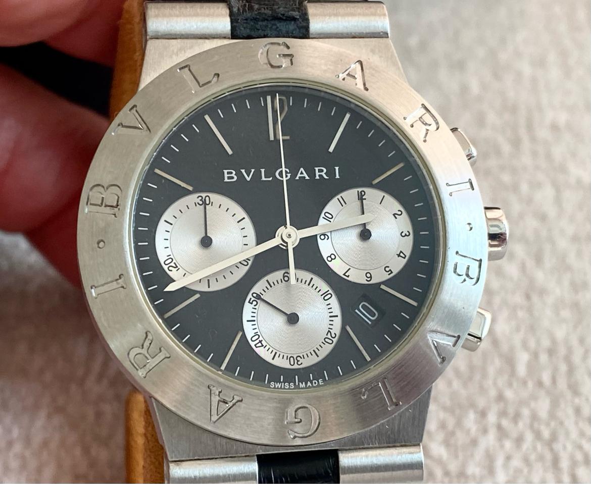 불가리 디아고노 CH35S 35mm 블랙 크로노 쿼츠 미듐 중형