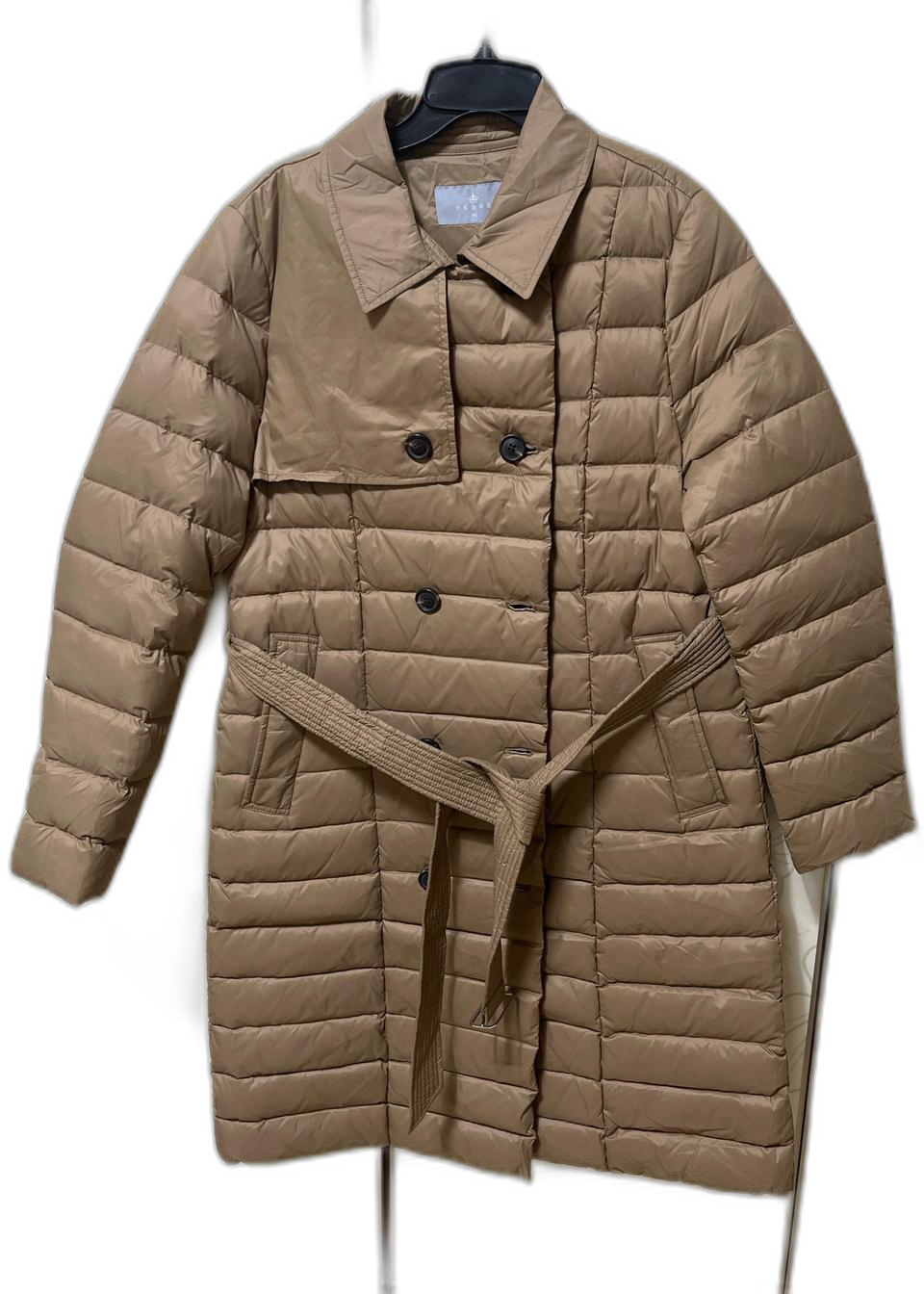 YESSE 카키색 벨티드 패딩 코트