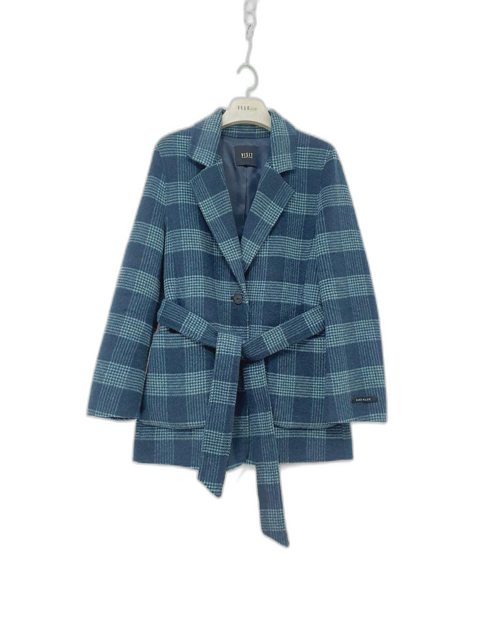 VISIT IN NEWYORK 비지트인뉴욕 핸드메이드 모직 체크코트(벨트