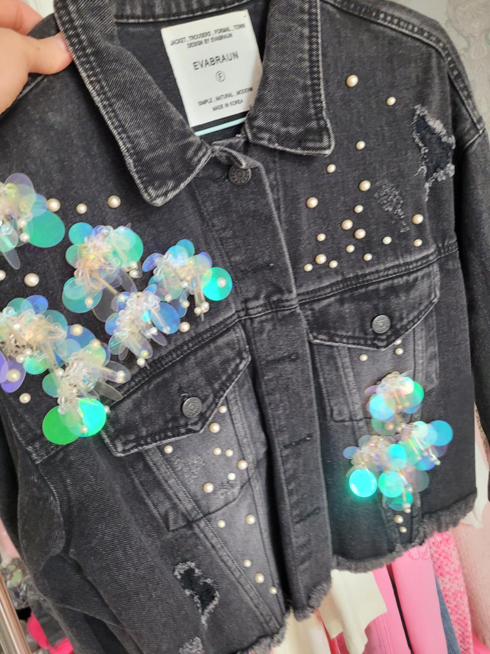 스팽글 플라워데님