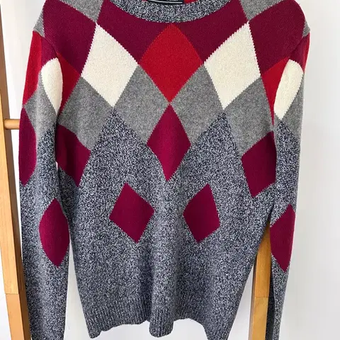 타미힐피거 아가일 램스울 니트 스웨터(사이즈 M)