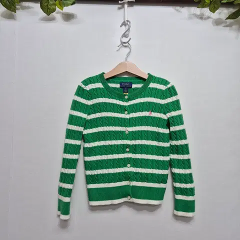 [6Y]폴로 랄프로렌 걸즈 스트라이프 케이블 가디건