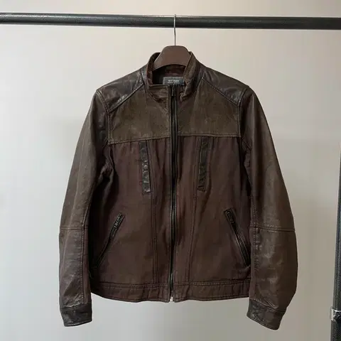 (105) Get used 브라운 배색 가죽 자켓