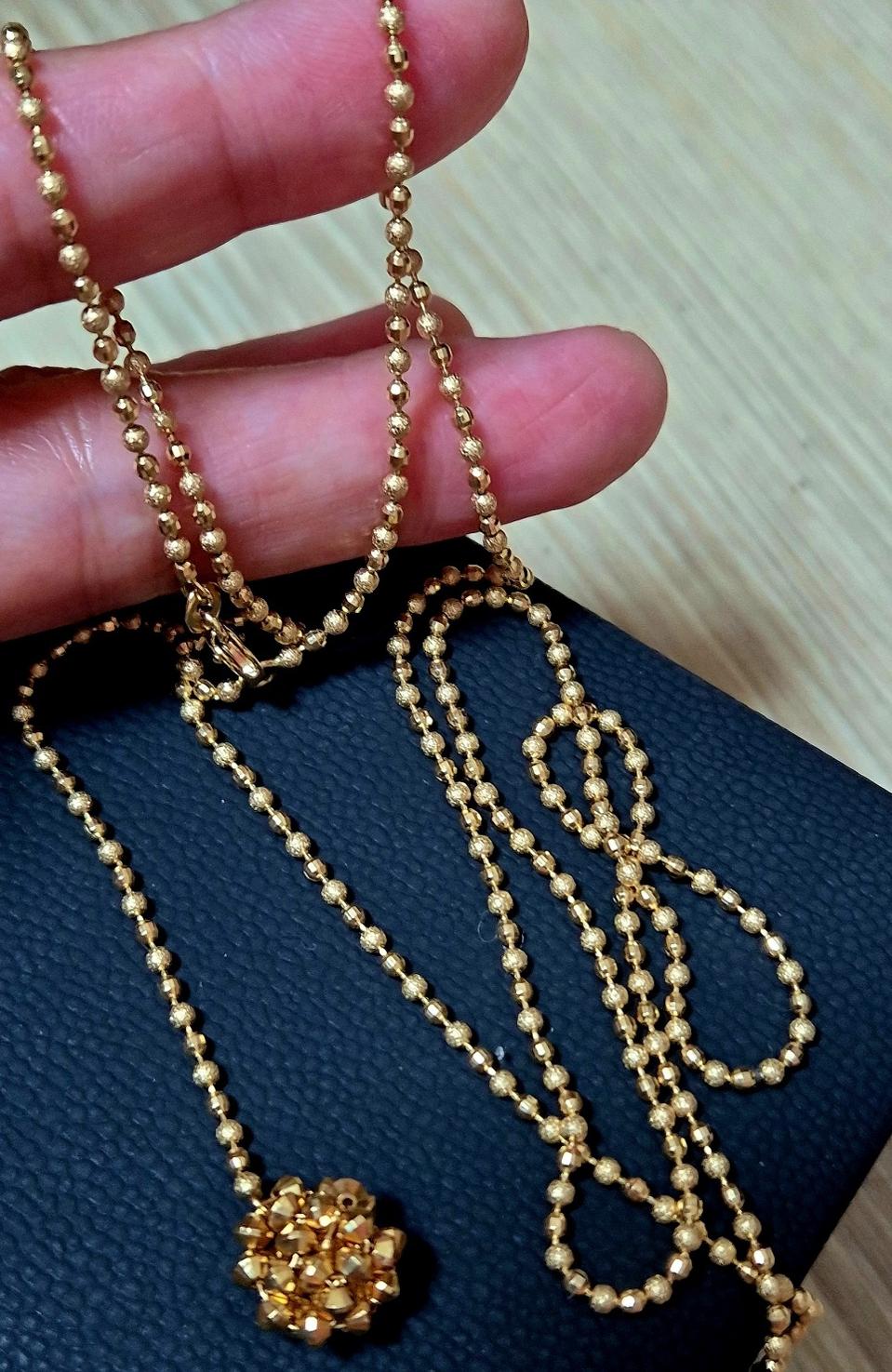 14k볼컷팅롱목걸이