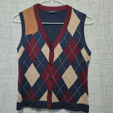 빈폴 아가일 울 니트 조끼 베스트 90