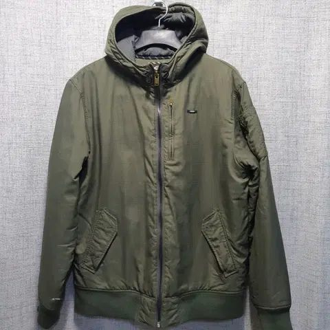 반스 카키 후드 항공 점퍼 L