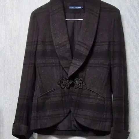 랄프로렌 체크 패턴 자켓 챠콜그레이블랙44