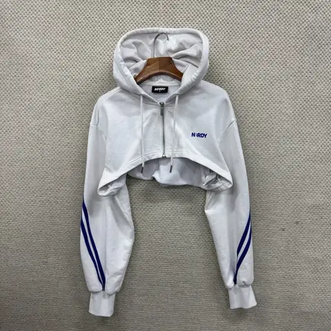 널디 사이드배색 크롭 후드집업 M M08280