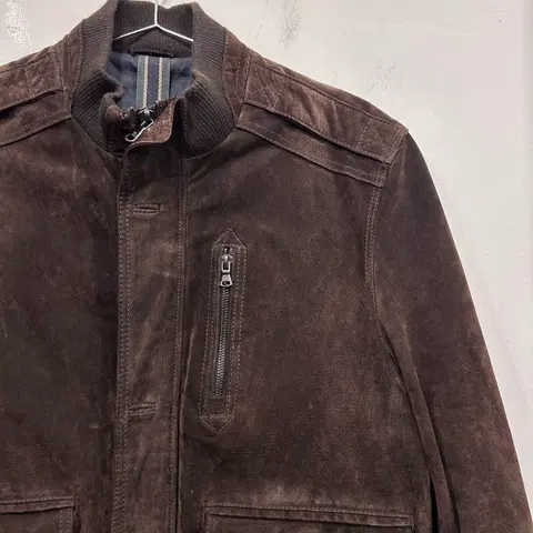 H.E by MANGO 차이나카라 스웨이드 집업 자켓