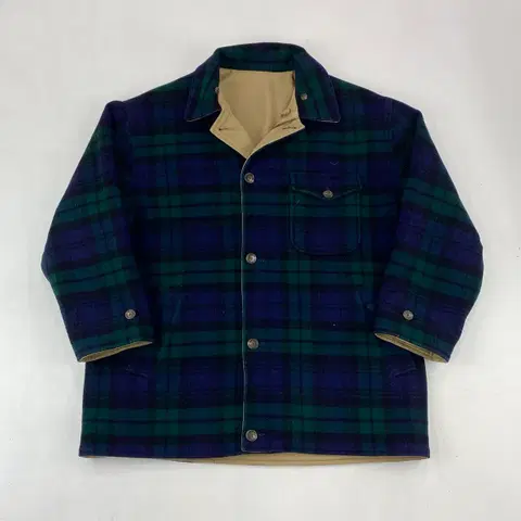 90s 폴로 블랙와치 체크 모직&코튼 리버시블 헌팅 자켓 (105)