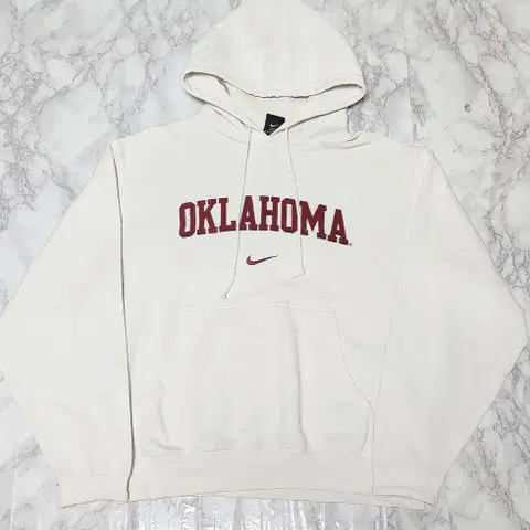 나이키 오클라호마 00s 화이트x버건디 오버핏 올드스쿨 후드티