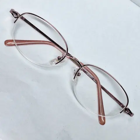 일본 수입 반무테 LIBRARY 4620 핑크 메탈 안경테 안경 빈티지