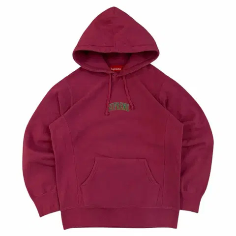 17ss 슈프림 글리터 아크 후드티 와인 버건디