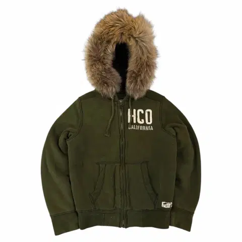 홀리스터 보아털 울프죠 퍼 후드집업 카키