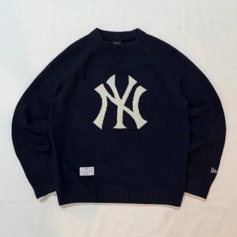 뉴에라 양키스 NY 빅로고 울 니트 네이비