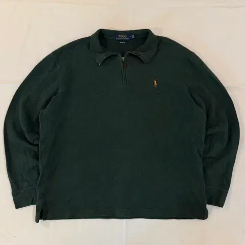 폴로 랄프로렌 반집업 코튼 니트 말차 딥그린