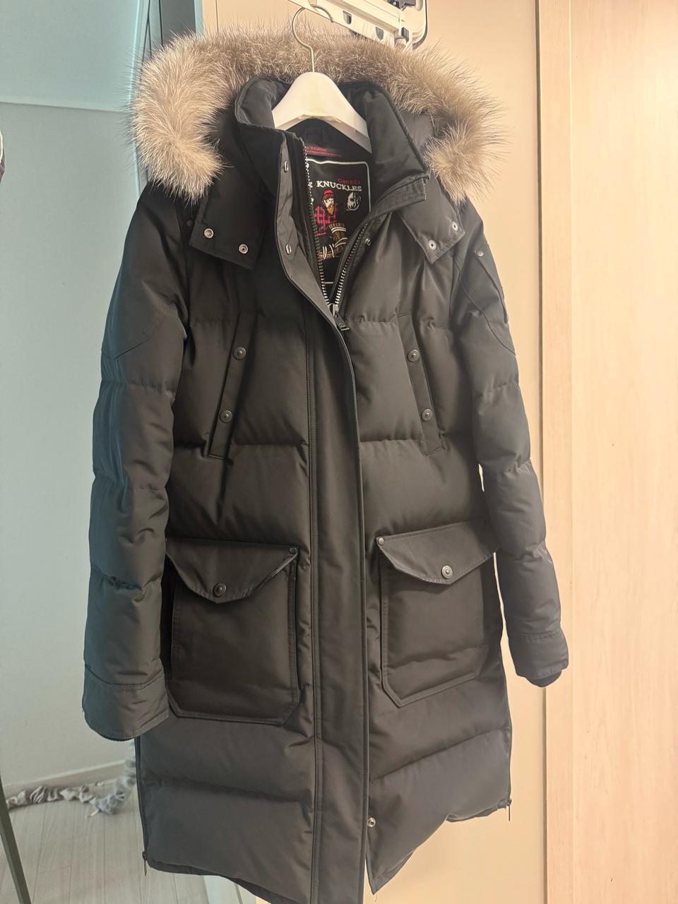 무스너클 CAUSAPSCAL 파카 블랙 롱패딩 M 올블랙로고