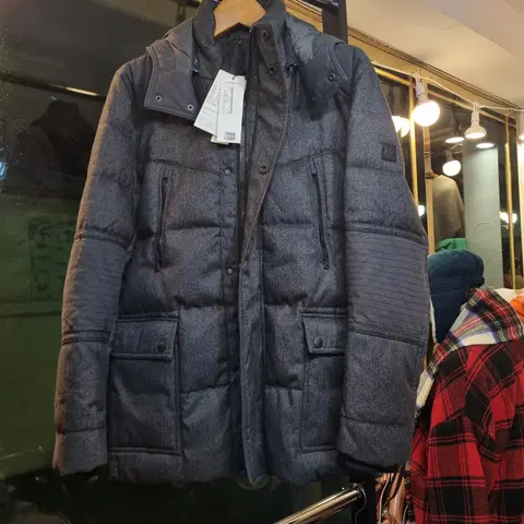 택채새상품 캘빈클라인 L사이즈 클래식 체크 패턴 오리털 덕다운 패딩