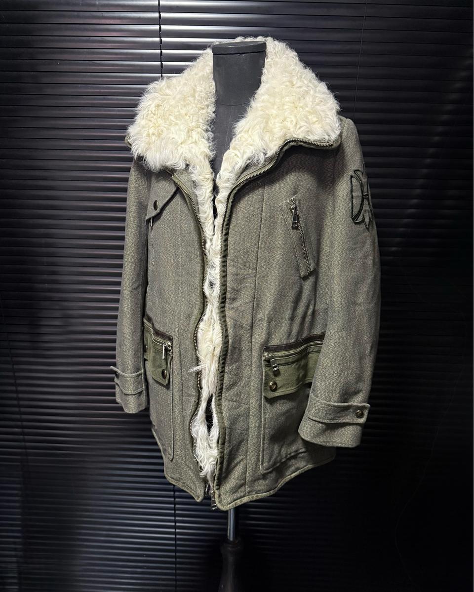듀엘 하이넥 필드 야상 필드 자켓 코트 카키 지퍼 양털 가죽 스웨이드
