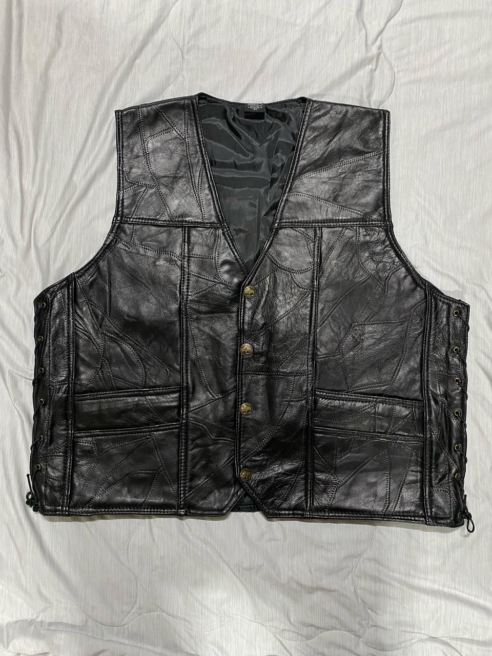 리얼 버팔로 가죽 압축 패딩 조끼 4XL