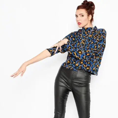 ZARA 호피 폴라티 55 66 블루