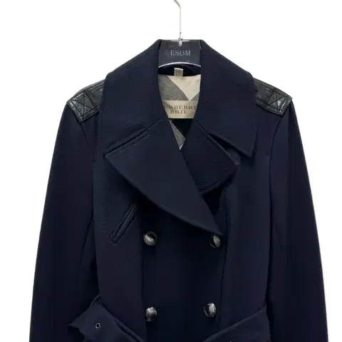 버버리 브릿 램스킨 패치 울 코트 UK8