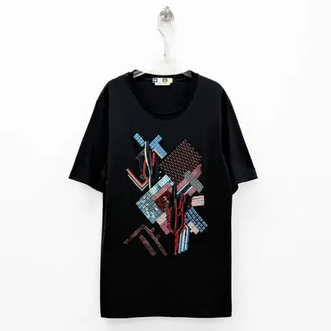 MSGM 엠벨리시드 지오메트릭 비즈 U넥 티셔츠