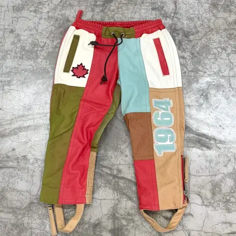 디스퀘어드2 1964 레더 패치워크 스키 팬츠 XS