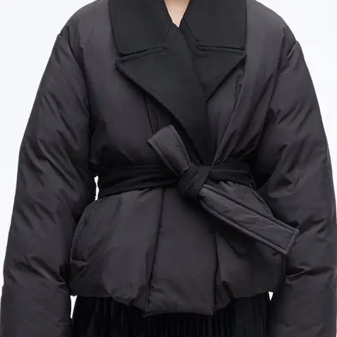 3.1 필립 림 블랙 숄 칼라 벨티드 패딩 자켓 S