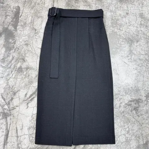 오브제 아카이브 24 글렌 체크 벨티드 슬릿 스커트 27