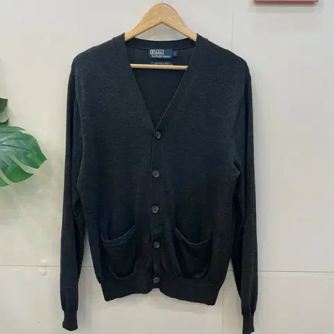 폴로 랄프로렌 가죽패치 메리노울 가디건 100