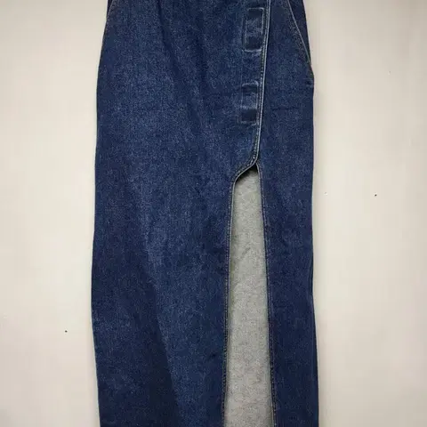 푸쉬버튼 데님 롱스커트S