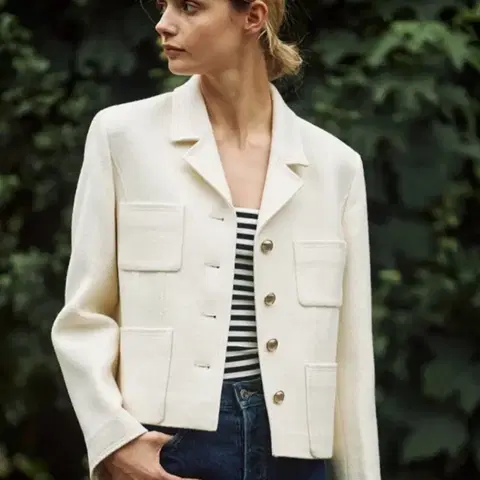 프론트로우 트위드 크롭자켓