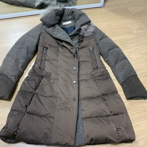 55)System 시스템 여우털 덕다운 패딩코트