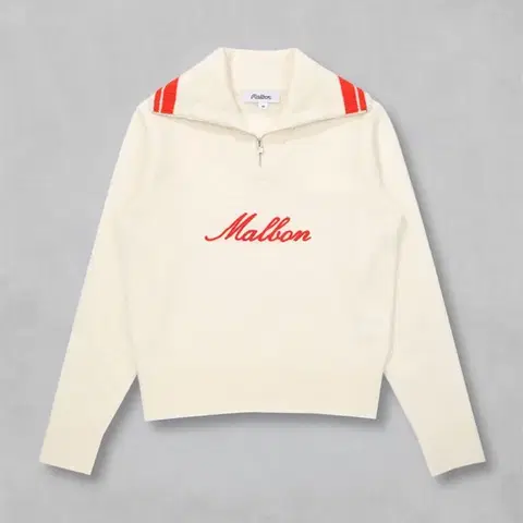 말본 레이어드 집업 카라 니트 탑