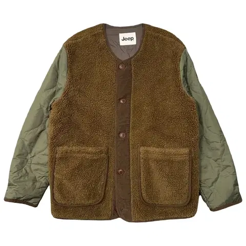 지프 카키 카멜 투톤 뽀글이 후리스 자켓 S(90)