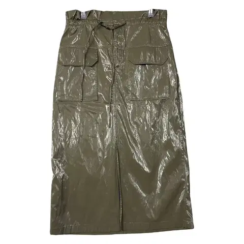 자라 카키 유광 빈티지 레자 스커트 30