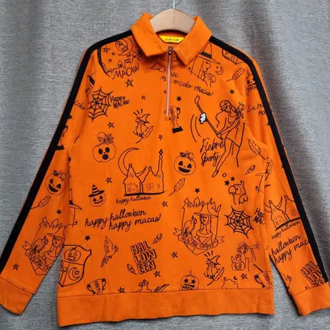 MACAW 할로윈 오렌지 긴팔 티셔츠