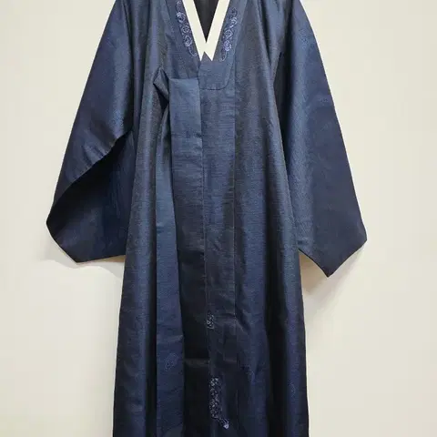 두루마기 네이비 자수 남자 한복